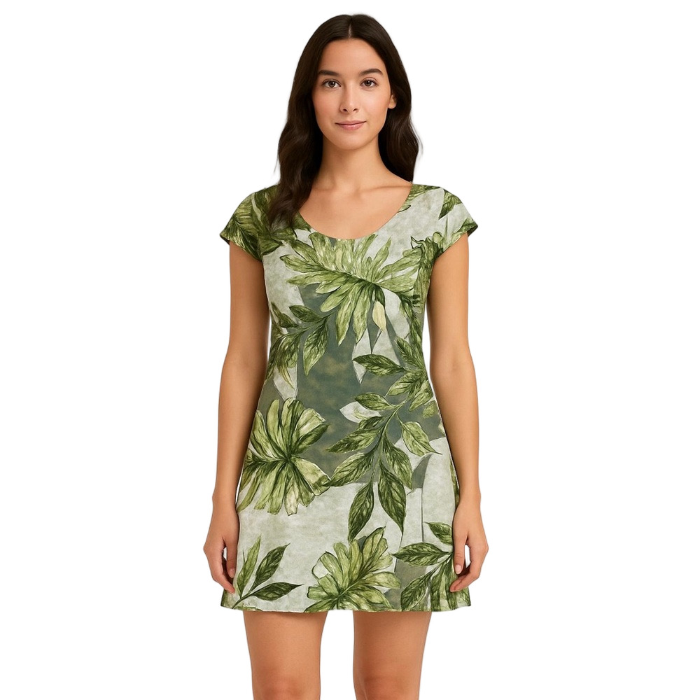 Jams World Vintage Green Leaf Mini Dress